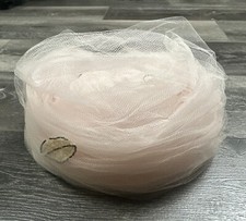 Vintage Women's Pillbox Pink Hat Mesh Netting Church Formal