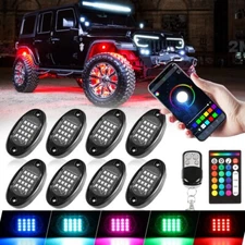 8x RGBW LED Pods Rock Light Kit Underbody Glow Neon Lamp bluetooth Music Control