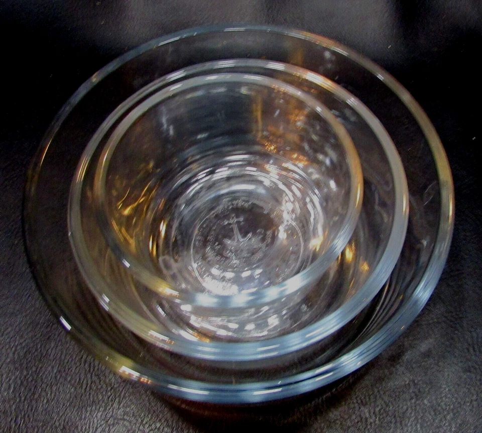 3 Vintage USA Clear Anchor Hocking Small Nesting Mixing Bowls Set 1, 2 and 4 cup - Image 4 of 4