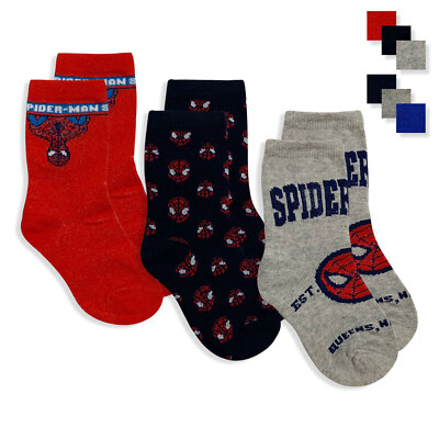 Marvel Spiderman Socks Set 3 Pairs Kids Cotton Socks Baby 5676