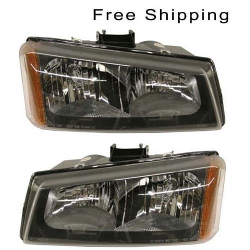Halogen Head Lamp Assembly Set of 2 LH & RH Side Fits Silverado 1500 2500 3500 - Picture 1 of 4