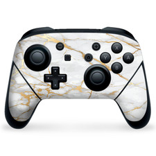 Nintendo Switch Pro Controller Skin Decal Vinyl Wrap - Marble White Gold Flake