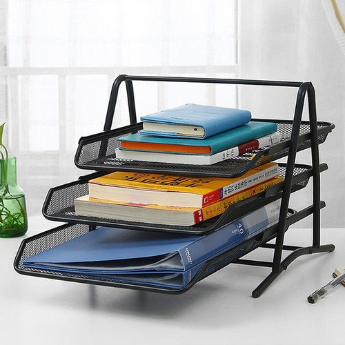 US Mesh Notebook Letter Tray 3 Tier Desk Organizer For Office Supplies Folders - Picture 16 of 17