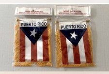 PUERTO RICO 2Pcs. Of MINI BANNER FLAG GREAT FOR CAR HOME WINDOW MIRROR 2 SIDE