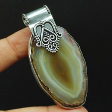 Natural Druzy Gemstone 925 Sterling Silver Women's Pendant