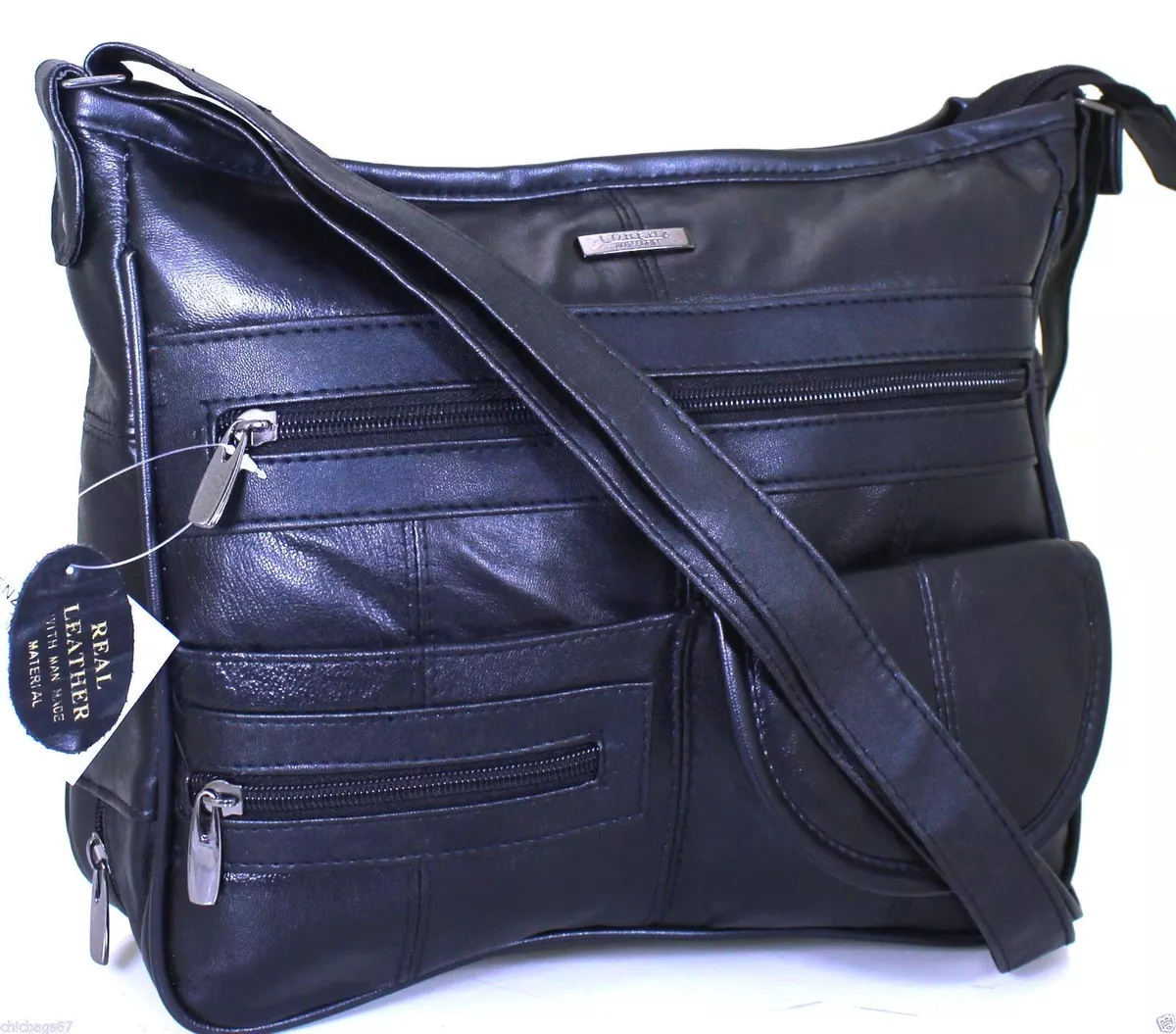 Ladies Women Real Leather Purse Organiser Cross Body Bag Shoulder