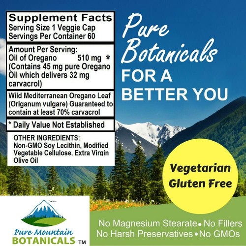 Wild Oregano Oil Capsules - 60 Vegan Caps- 510mg Mediterranean Oregano Oil - Picture 4 of 9