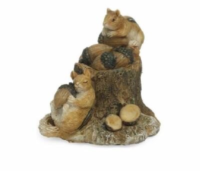Miniature Squirrels and Acorns Figurine, Brown Squirrels, Mini Woodland Animals
