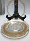 Macbeth Evans Glass Co Luncheon Salad Plates Clear Amber Stippled Rose Set of 5