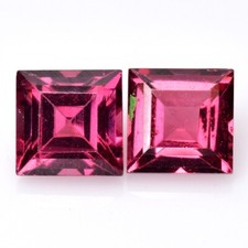 1.75 Ct & 5 mm _ Purple Pink Natural Rhodolite Garnet Square Cut 2pc's Gemstones