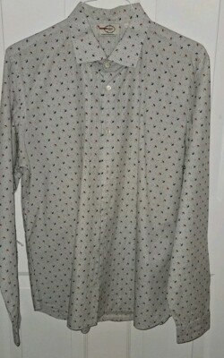 Prada Men's  Pinstripe  With Umbrella  Print Cotton Dress Shirt  Sz 45/ 17 
