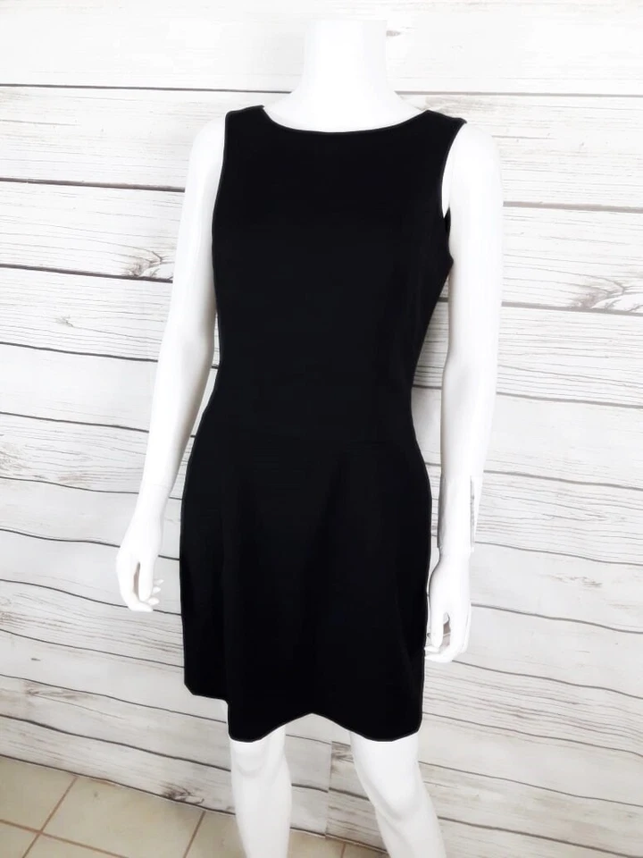 Vestido vaquero INC International Concepts para mujer 8 negro sin mangas 100 % lana LBD Foto 2 de 4