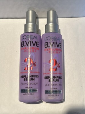 Lot of 2 L'oreal Paris Elvive Hyaluron+Plump 2% LEAVE IN Replumping Serum 4.4 oz