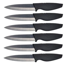 	Steak Knives Set of 6 Extremely Sharp Kitchen Ceramic Black Blade Knife by N...