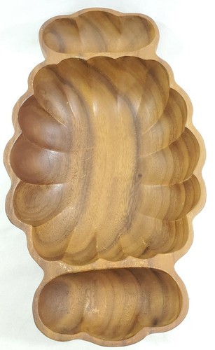Large Vintage Wood Divided Serving Tray Dish Bowl Mid Century Modern 19"Lx 11"W - Picture 6 of 12
