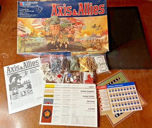 1987 Vintage Axis & Allies WWII Board Game Milton Bradley 2nd Edition Complete