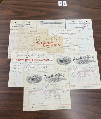 Bicycle related letters from towns in Pennsylvania, Ellwood, Deaking  9 pcs L16