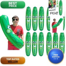 Giant Jumbo 36" Green Inflatable Smiling Pickle Head 3 FEET 12 Pack
