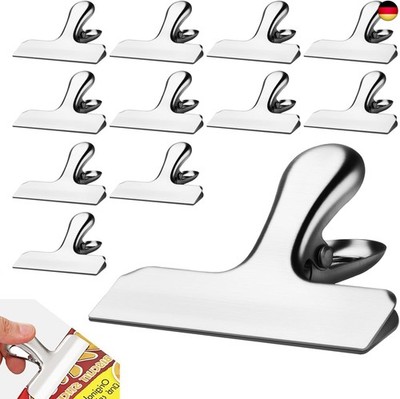 12 Stück Verschlussklammern Edelstahl Klammern für Tüten 78 mm Verschlussclips M
