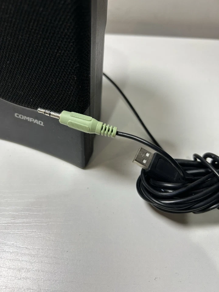 5069-6274 ~ Compaq FLC Presario Computer Speaker System ~ Wired ~ Black; Tested - Image 4 of 4