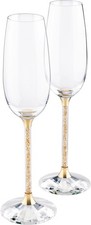 Swarovski Crystal Toasting Flutes Set of 2 Gold Tone 5102143