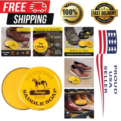 3.5 Oz Leather Saddle Soap - Natural Cleaner to Restore & Protect Leather Goods