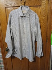 MICHAEL KORS REGULAR FIT GREY Checked BUTTON UP DRESS SHIRT 17 34/35 NWOT Cuff