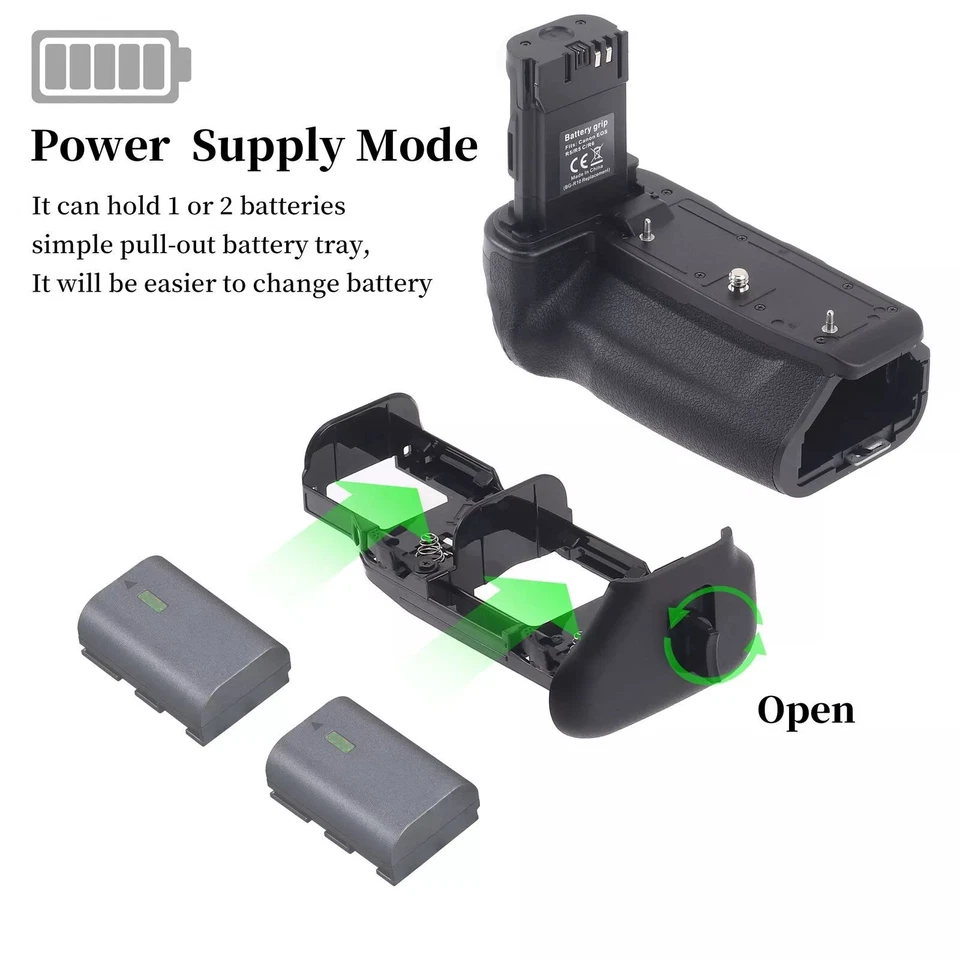 Vertical Battery Grip Holder Accessories For Canon EOS R5 R5C R6 Camera BG-R10 - Image 2 of 4