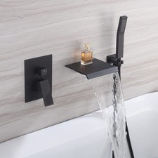 Waterfall Bathtub Faucet Set with Sprayer, Wall Mount Tub Spout with Handheld...