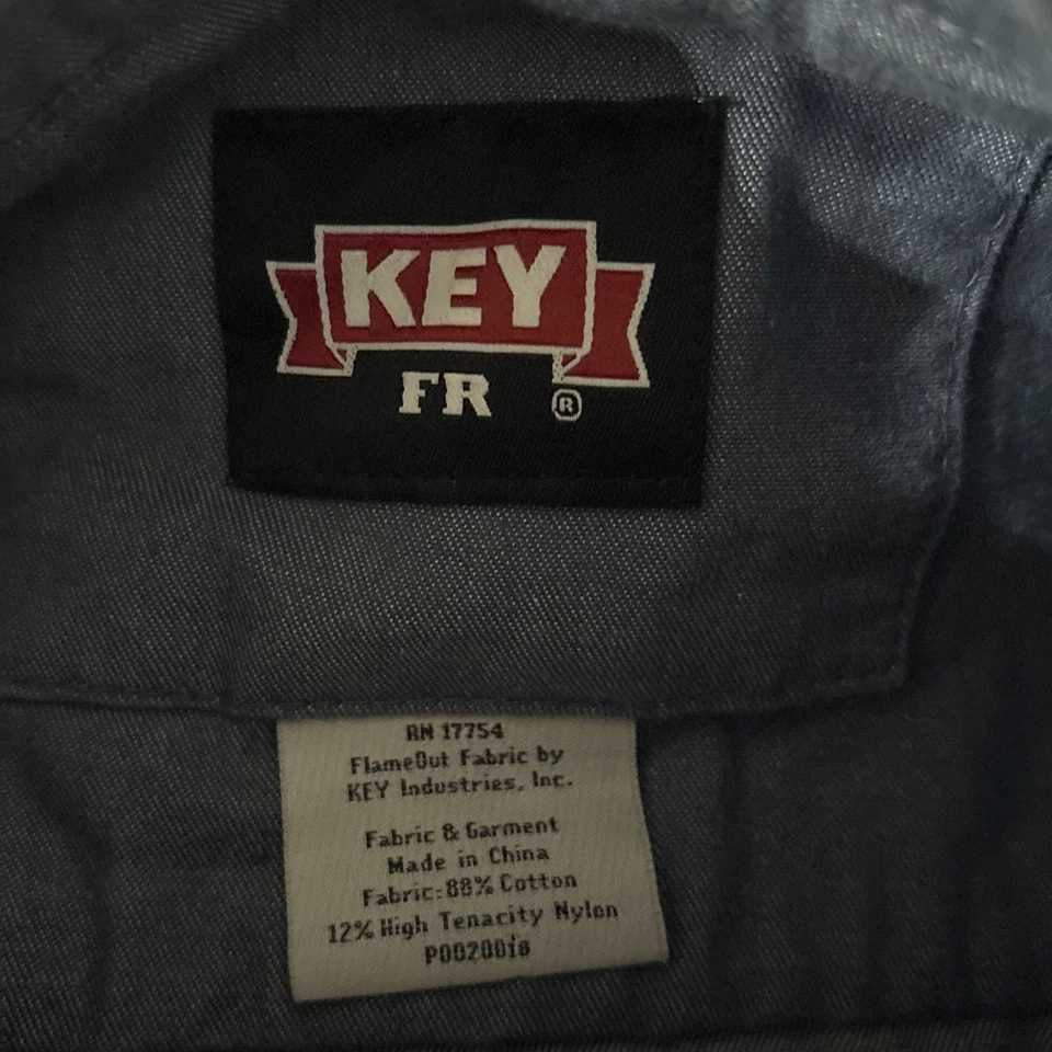Camisa Key FR Westex Para Hombre Azul Mediana Abotonada Resistente al Fuego HRC2 Foto 4 de 4