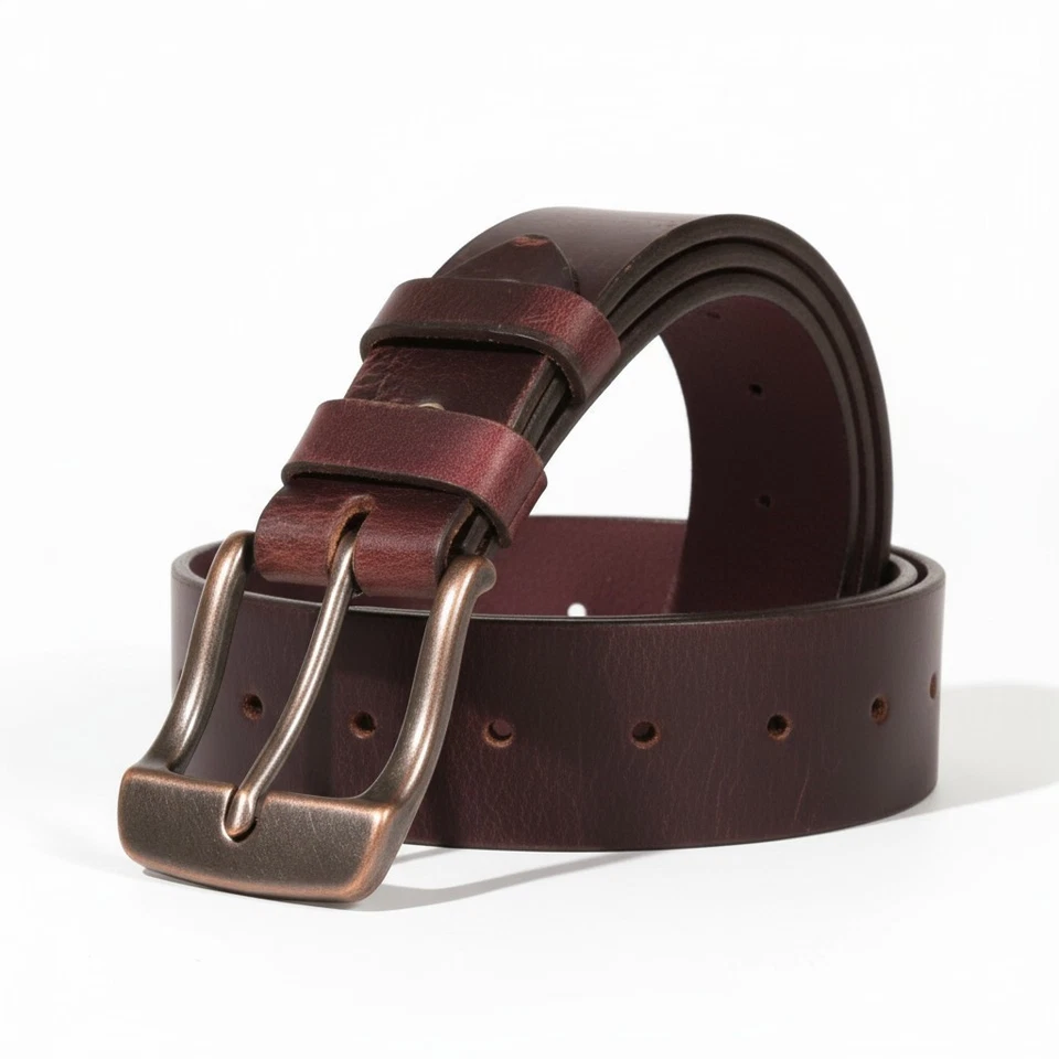 Men's Genuine Buffalo FULL GRAIN Leather Belt, 1 1/2" width, Handmade, By Amish - Image 2 of 4