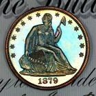 * 1879 * PRISTINE++ GEM RAINBOW PROOF SEATED LIBERTY HALF-DOLLAR *