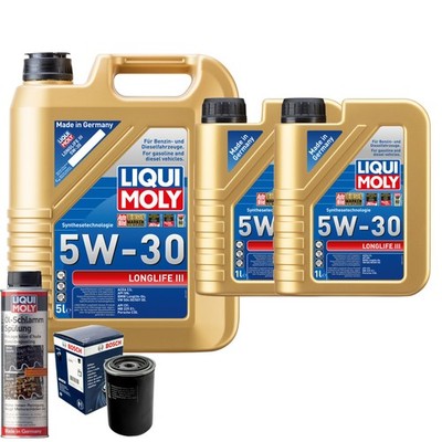 Motoröl 5W30 LIQUI MOLY Longlife Iii 7L+BOSCH Ölfilter +Ölschlammspülung