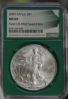 2009 US Silver Eagle $1 NGC MS69 US Mint Sealed Box Green Core Slab