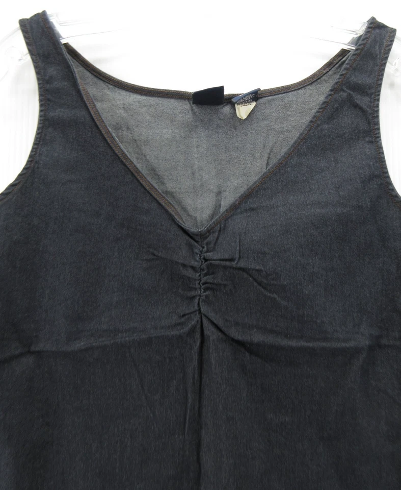 Camiseta sin mangas vintage Gap para mujer azul medio acanalada denim elástico cabaña Y2K corta Foto 2 de 4