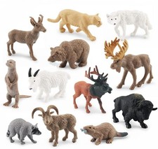 North American Animals Set 12PCS Mini Wild Animals Figurines Set clude