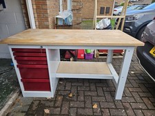 Heavy duty Work Bench with 5 lockable drawers.  Metal frame, 1500mm x 600mm