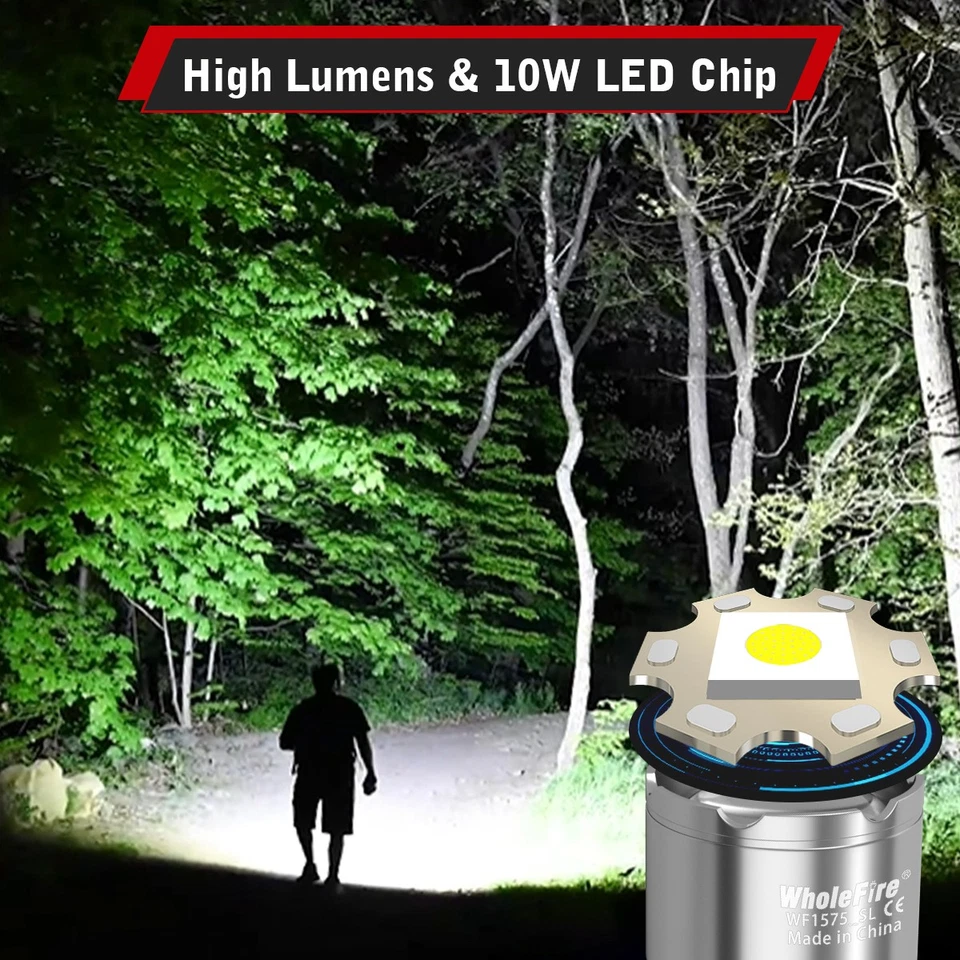 2PC Super Bright LED Flashlight Rechargeable Tactical Powerful Flashlights Torch - Image 2 of 4