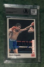 ALEXIS ARGUELLO SIGNED CARD BOXING CARD 1991 ALL WORLD BECKETT BAS 10 AUTO