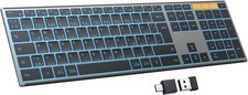 OMOTON Bluetooth Tastatur Metallgehäuse Bele...