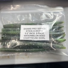 SHAWS STICK WORM PRO SERIES 5.5" WATERMELON SEED CHARTREUSE SWIRL FAST SHIPPING