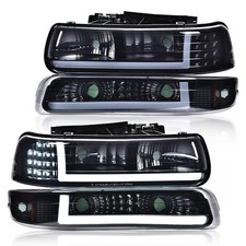 Smoky LED DRL Headlights for 99-02 Chevy Silverado 1500 2500 Left Right