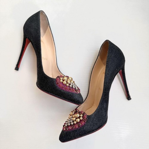 Christian Louboutin heart motif studded high heel pumps EU