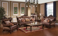 Classic Traditional 3pc Sofa Set, Rich Cherry Color Upholstered Livingroom Set