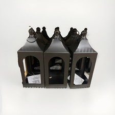 3 Black Metal Rectangular Decorative Lantern Candle Holder for Pillar Candle