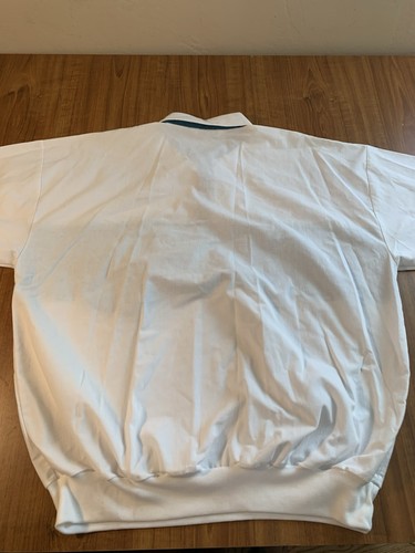 Vintage 90s Palmland White Turquoise Stripe Dadcore Long Sleeve Polo Shirt Large - Picture 4 of 10