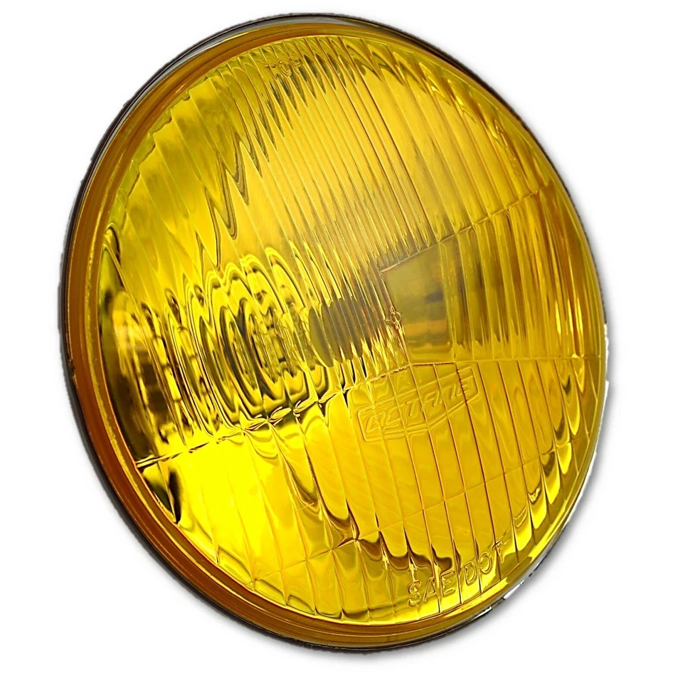 Juego de bombillas H4 de vidrio amarillo ámbar faros cristalinos LED de 5-3/4" Foto 4 de 4