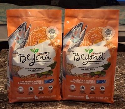 (2) 3 Lb Purina Beyond Wholesome Ingredients Dry Cat Food Salmon Brown Rice 2/27