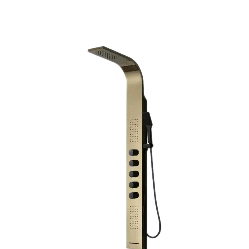 2-Jet Modern Shower Panel Tower System with Rainfall Shower Head, Gold
