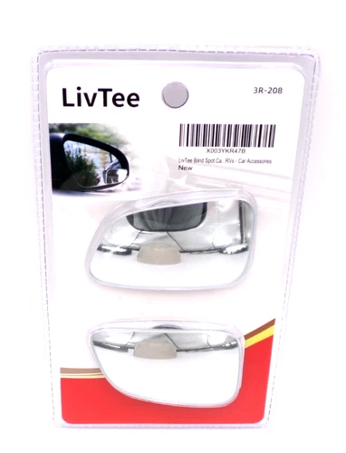 Car Blind Spot Mirror LivTee, HD Glass Frameless Convex Rear Pack of 2,